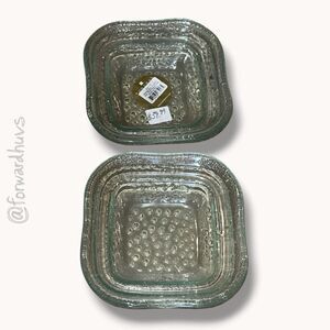 Pomeroy Clear Textured Glass Dish Square Trinket Jewelry Catchall NOS